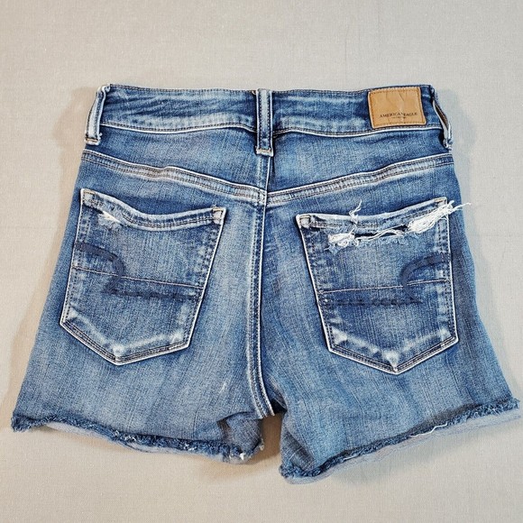 American Eagle Shorts High Rise Shortie Blue Jean Denim Stretch Womens Size 2 - Picture 11 of 12